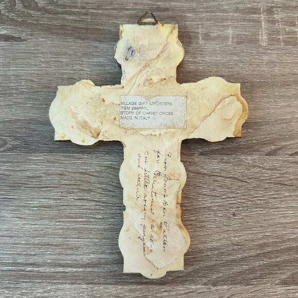 The Story of Christ Cross Made in Italy Vintage Brown Wall Hanging Religious - Picture 2 of 10